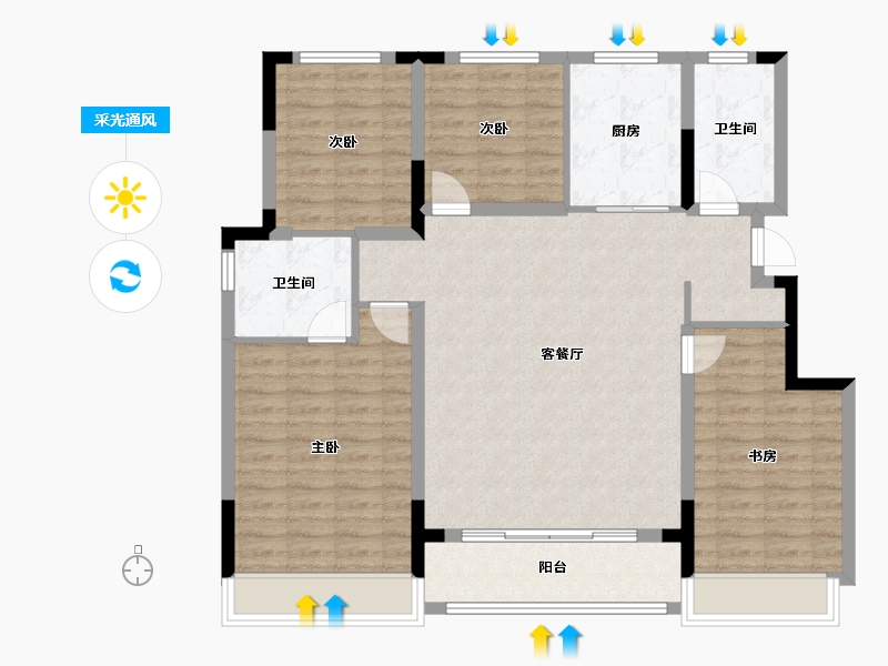 浙江省-杭州市-枫宜晓庐-111.21-户型库-采光通风