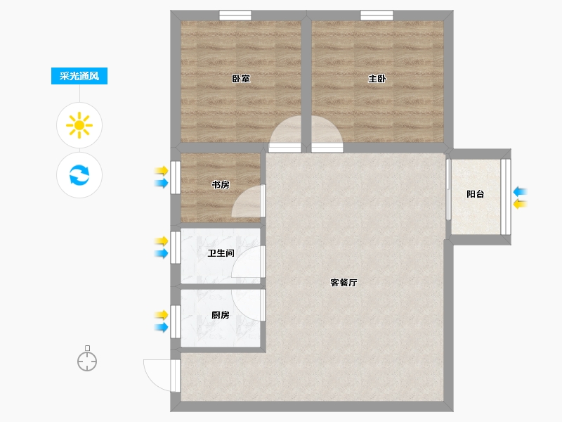 湖北省-黄冈市-凯悦华庭-60.34-户型库-采光通风