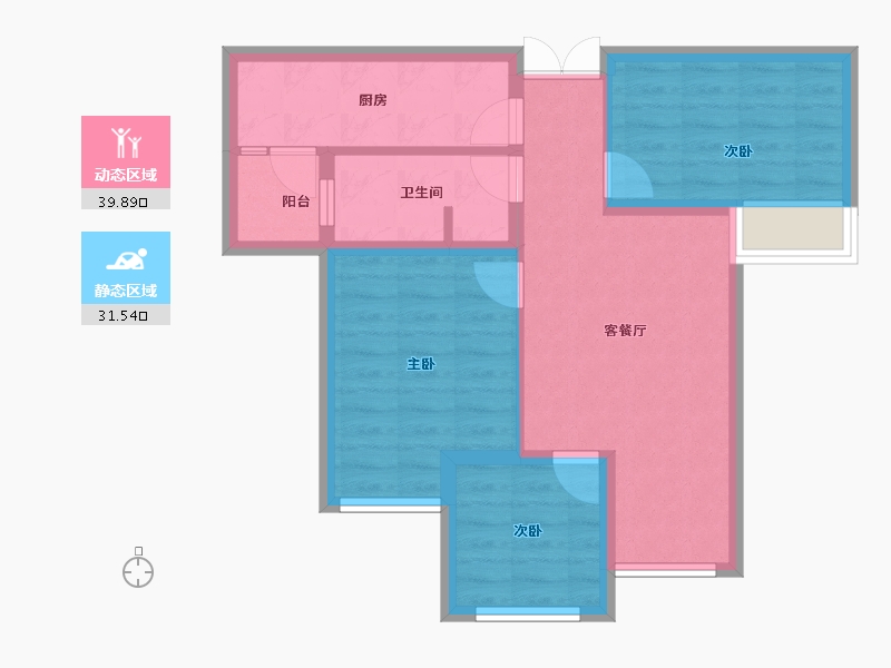 重庆-重庆市-东湖峯璟-62.88-户型库-动静分区