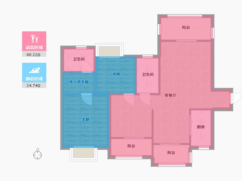 广东省-深圳市-深业泰然观澜玫瑰苑-81.44-户型库-动静分区