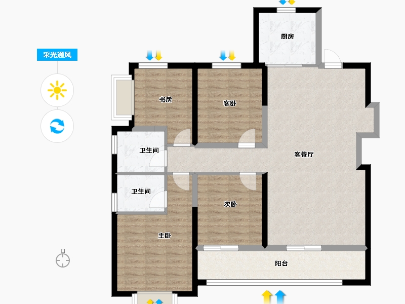 陕西省-西安市-金地清峯上-114.00-户型库-采光通风