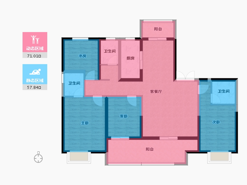 陕西省-宝鸡市-华厦中央印-114.10-户型库-动静分区