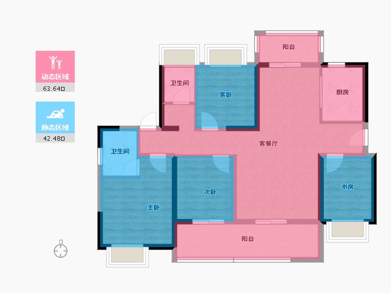 湖南省-郴州市-德亮恒业·云顶澜山-93.81-户型库-动静分区