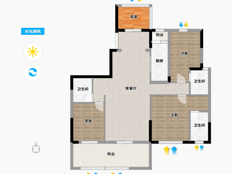 湖北省-十堰市-寿康·华悦府-121.75-户型库-采光通风