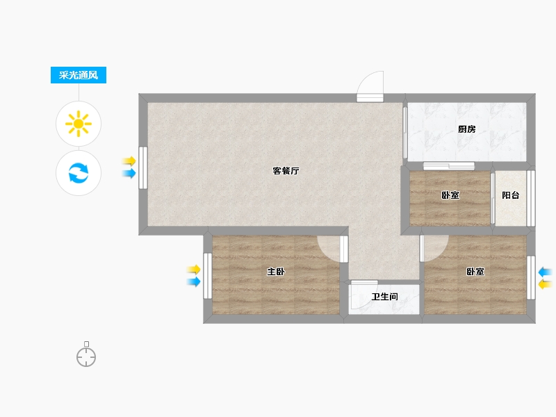 广东省-深圳市-汇龙苑-61.58-户型库-采光通风