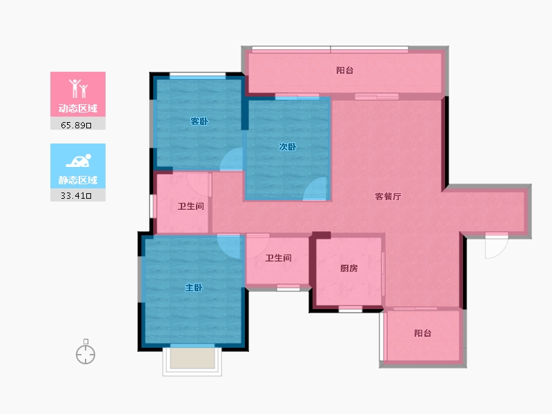 四川省-绵阳市-文泉锦樾-89.02-户型库-动静分区