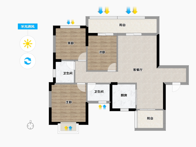 四川省-绵阳市-文泉锦樾-89.02-户型库-采光通风