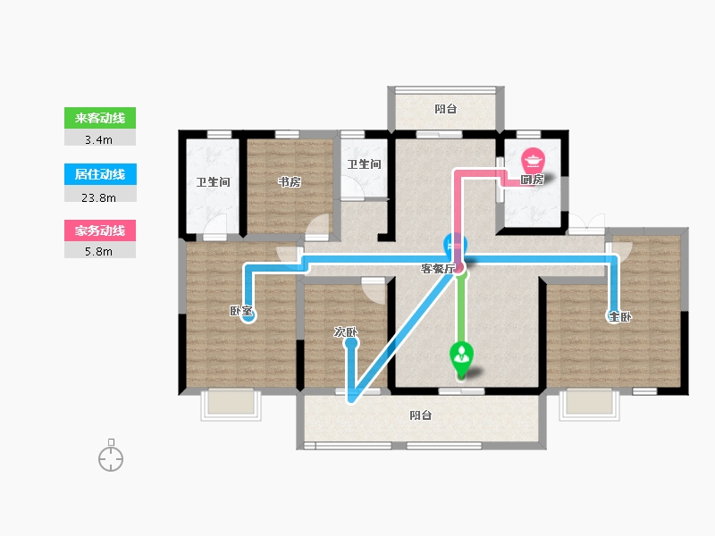 陕西省-宝鸡市-华厦中央印-131.86-户型库-动静线