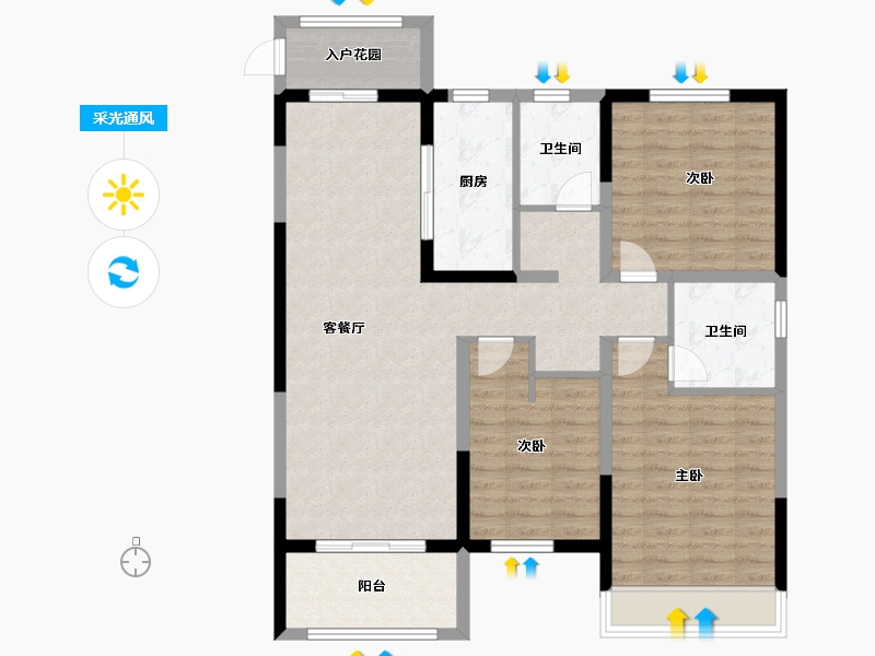 河南省-洛阳市-正商城北苑-104.00-户型库-采光通风