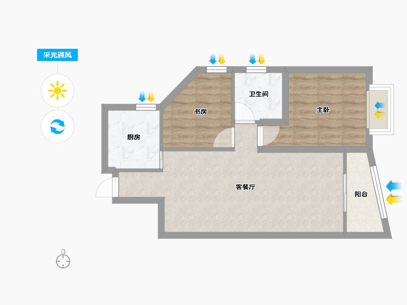 广东省-深圳市-丰泽湖山庄-54.47-户型库-采光通风