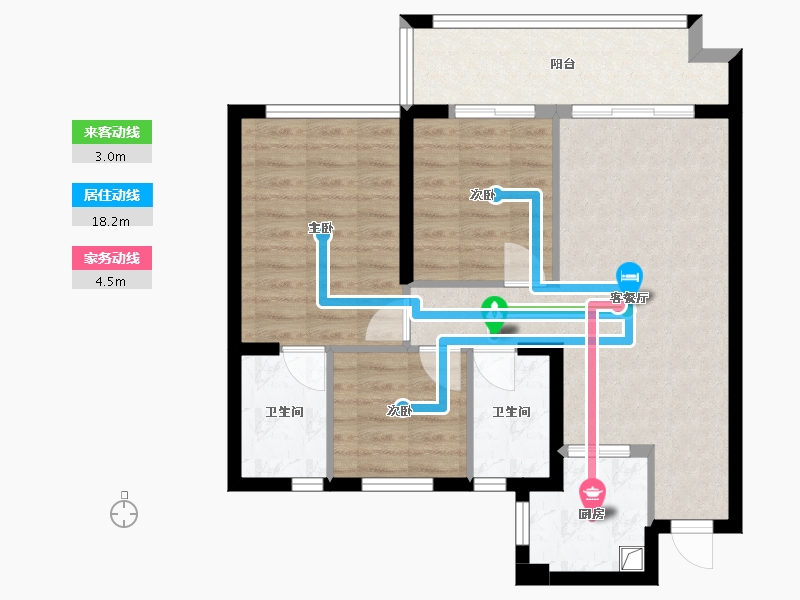 福建省-泉州市-洛江万盛凤凰城2期-76.80-户型库-动静线