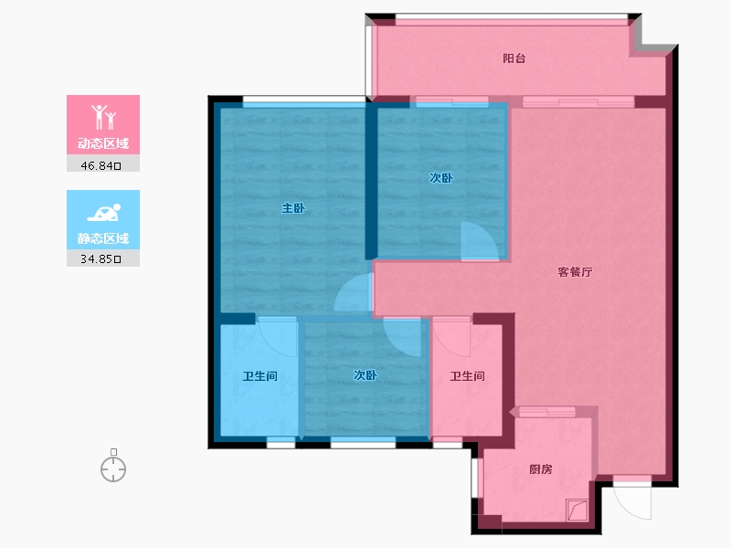 福建省-泉州市-洛江万盛凤凰城2期-76.80-户型库-动静分区