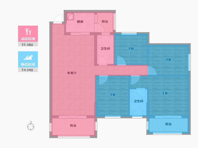 广西壮族自治区-贺州市-绿洲家园-96.58-户型库-动静分区