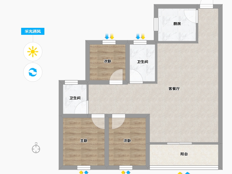 广东省-深圳市-鸿翔花园-67.34-户型库-采光通风