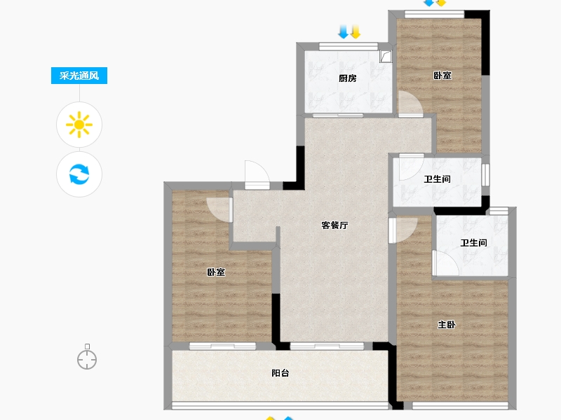 福建省-福州市-绿城大广文澜明月-90.40-户型库-采光通风