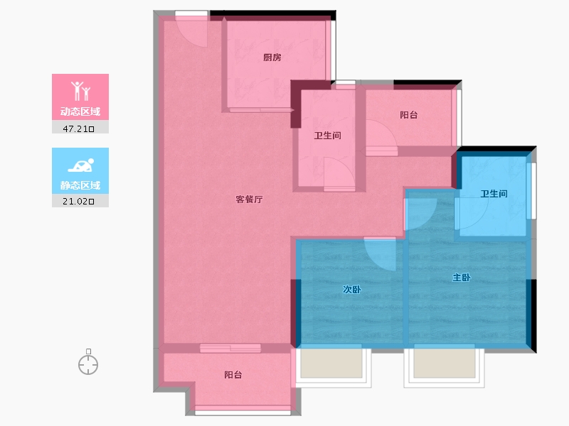 广东省-珠海市-海伦堡玖悦珑湾-59.89-户型库-动静分区