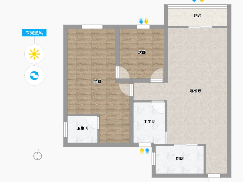 广东省-深圳市-东方海雅居-83.55-户型库-采光通风