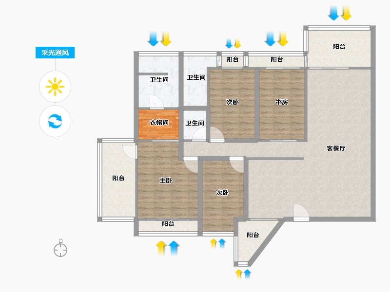 广东省-深圳市-星海名城(六期)-129.88-户型库-采光通风