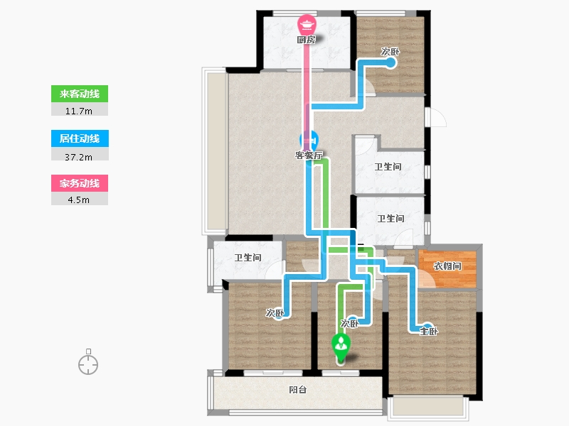 浙江省-杭州市-滨运锦上湾-129.55-户型库-动静线