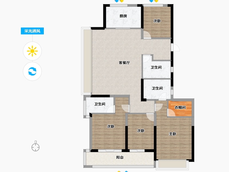 浙江省-杭州市-滨运锦上湾-129.55-户型库-采光通风