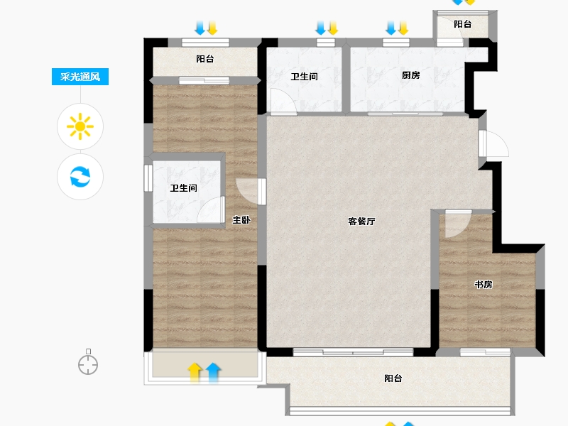 河南省-洛阳市-浩德伊河湾-95.00-户型库-采光通风