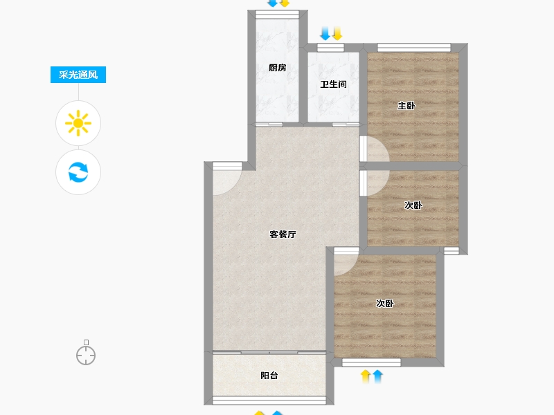 广东省-深圳市-荔苑小区(北区)-63.00-户型库-采光通风