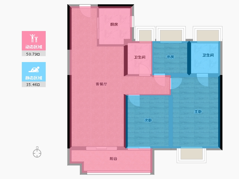 湖北省-武汉市-武汉城建电建滨江云城-76.80-户型库-动静分区