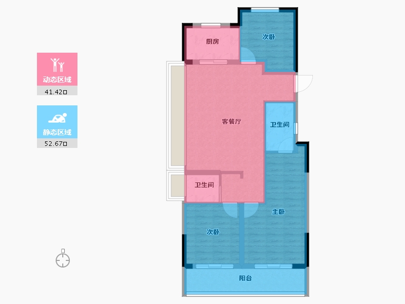 浙江省-杭州市-聆空云境-84.62-户型库-动静分区