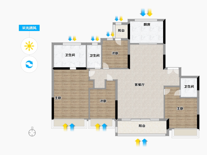 浙江省-杭州市-建发云启之江-134.40-户型库-采光通风