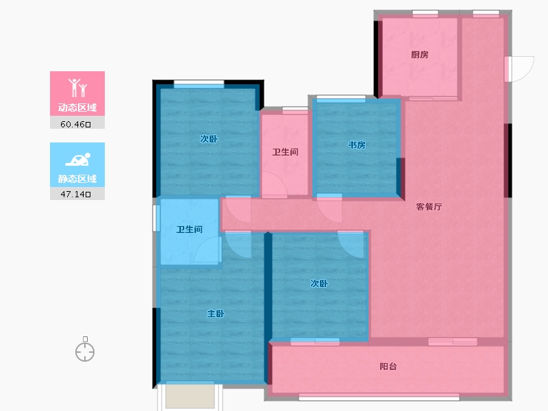 浙江省-杭州市-建发云启之江-96.26-户型库-动静分区