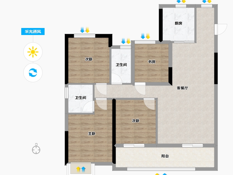 浙江省-杭州市-建发云启之江-96.26-户型库-采光通风