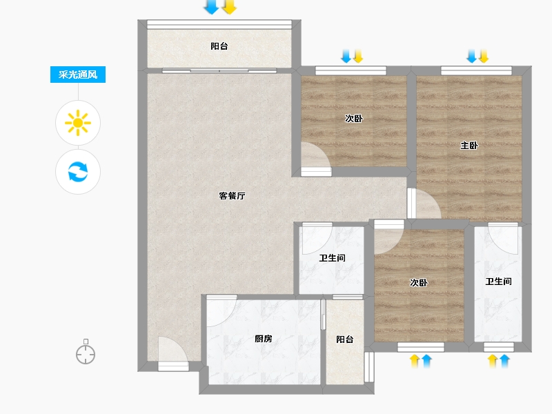 广东省-深圳市-嘉景苑-72.93-户型库-采光通风