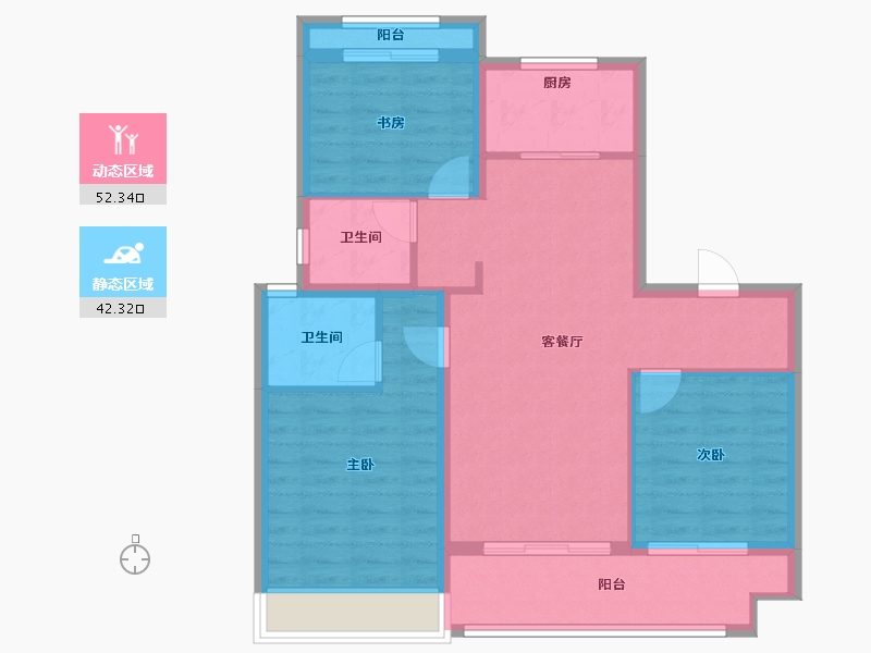 浙江省-台州市-东泰·春江华府-84.89-户型库-动静分区