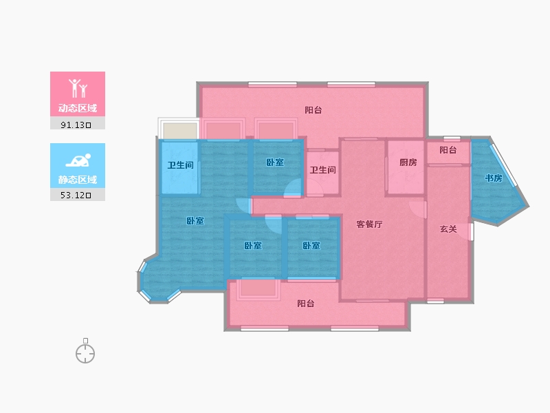 广东省-深圳市-鸿荣源禧园-128.64-户型库-动静分区