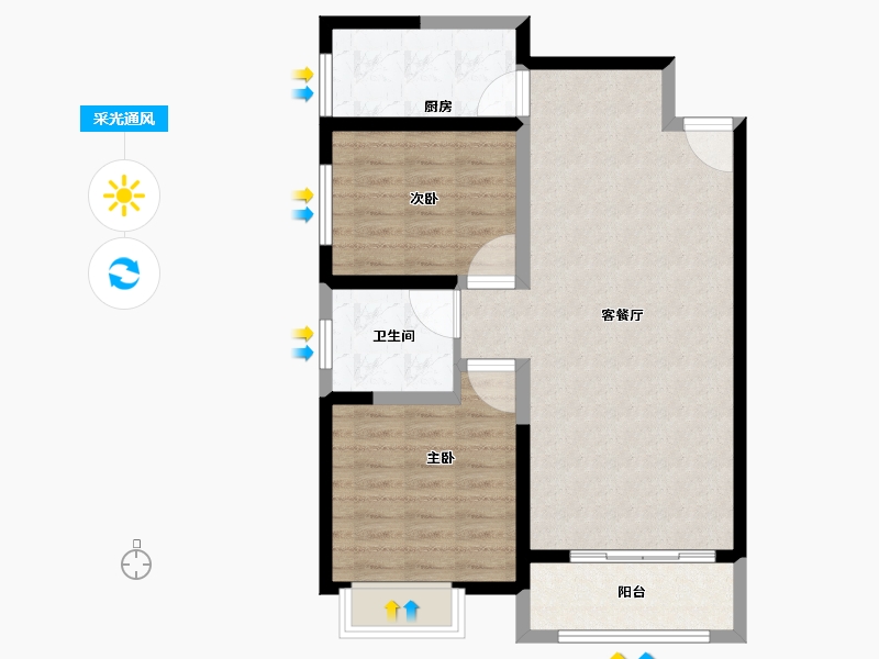 陕西省-咸阳市-纺南城-77.00-户型库-采光通风