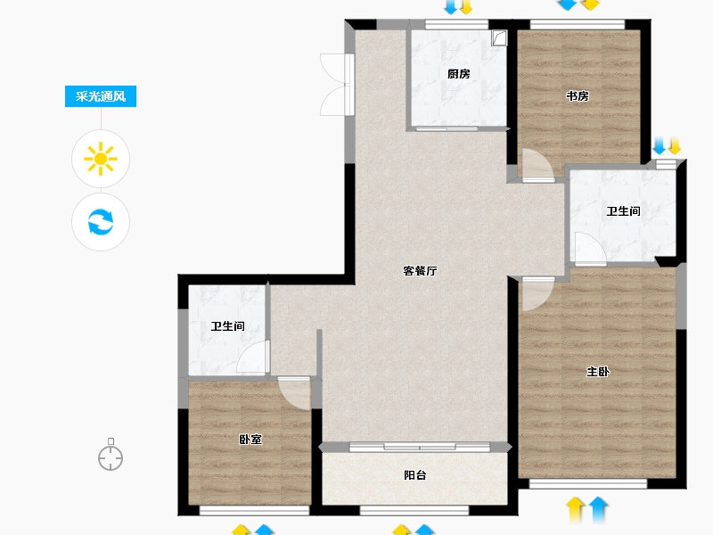 陕西省-西安市-金湾·沣河十里-101.60-户型库-采光通风