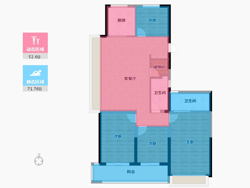 浙江省-杭州市-滨运锦上湾-112.47-户型库-动静分区