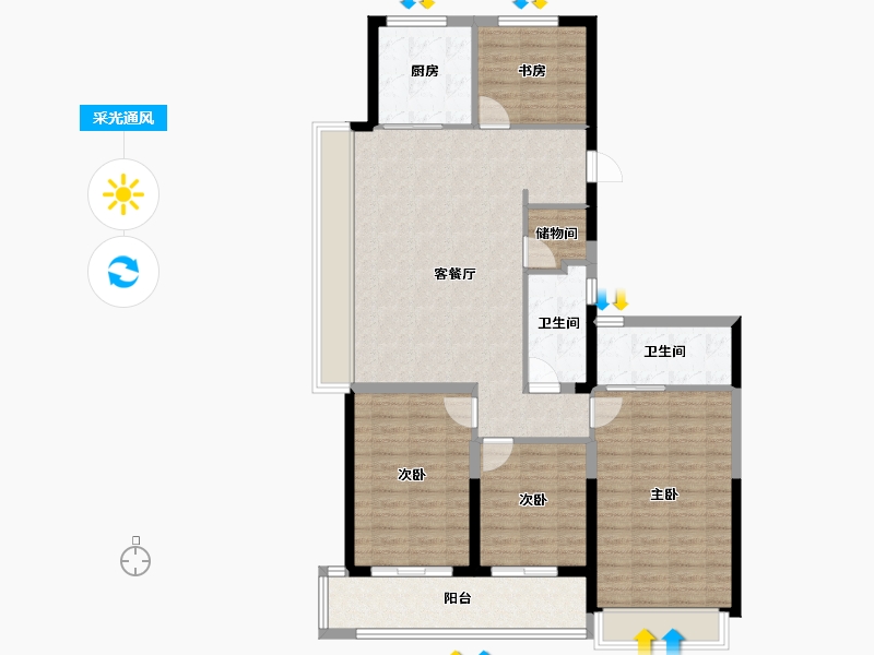 浙江省-杭州市-滨运锦上湾-112.47-户型库-采光通风