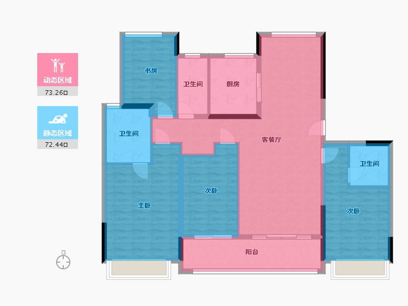 浙江省-杭州市-滨运锦上湾-132.05-户型库-动静分区