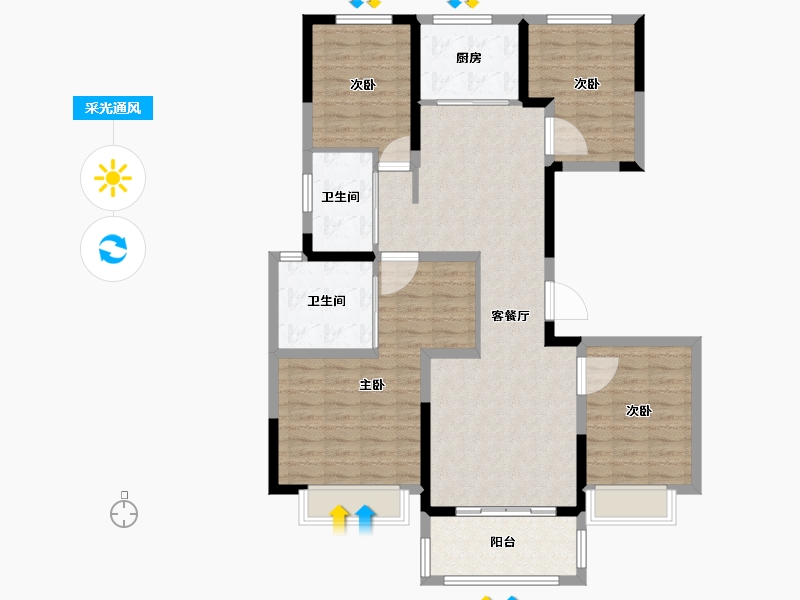 河南省-漯河市-昌建公园壹号院-108.80-户型库-采光通风