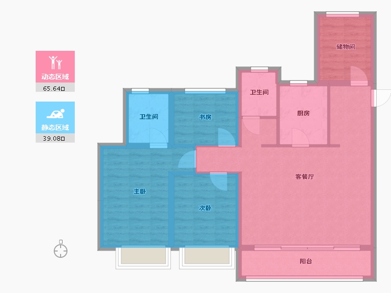 浙江省-温州市-留香园-108.00-户型库-动静分区