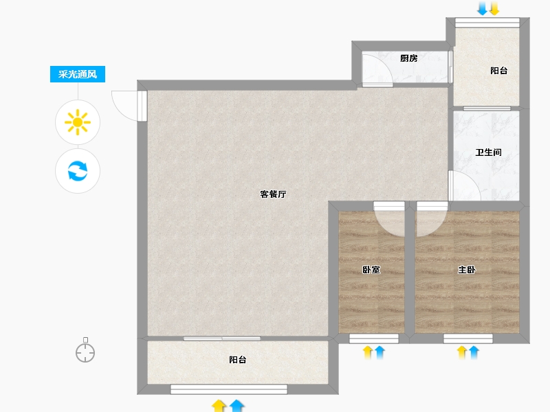 广东省-深圳市-创世纪滨海花园-67.89-户型库-采光通风