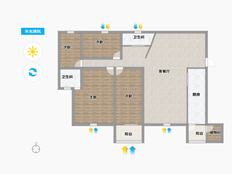 广东省-深圳市-阳光带海滨城(二期)-140.89-户型库-采光通风