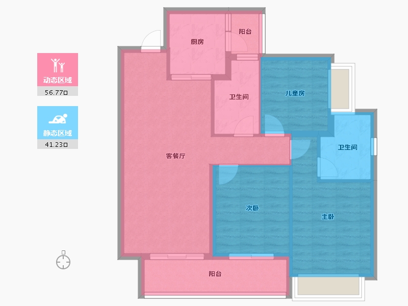 四川省-成都市-星河WORLD公园三号-88.04-户型库-动静分区