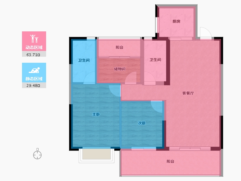 湖南省-长沙市-金地都会风华-84.02-户型库-动静分区