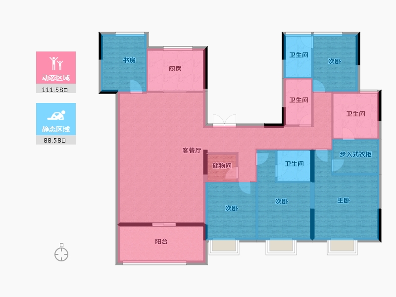 浙江省-杭州市-滨运锦上湾-182.19-户型库-动静分区