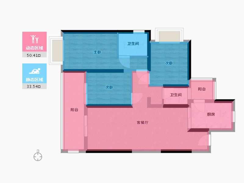 云南省-昆明市-万科城-73.41-户型库-动静分区