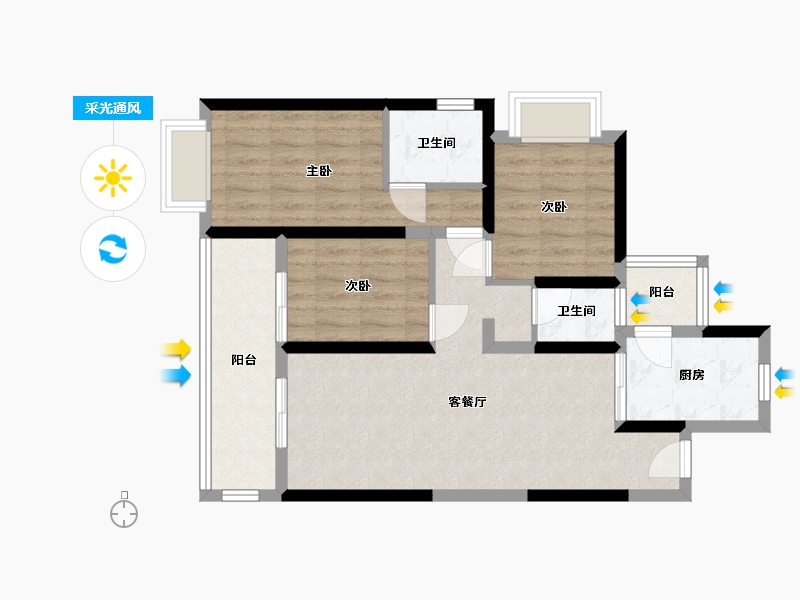 云南省-昆明市-万科城-73.41-户型库-采光通风