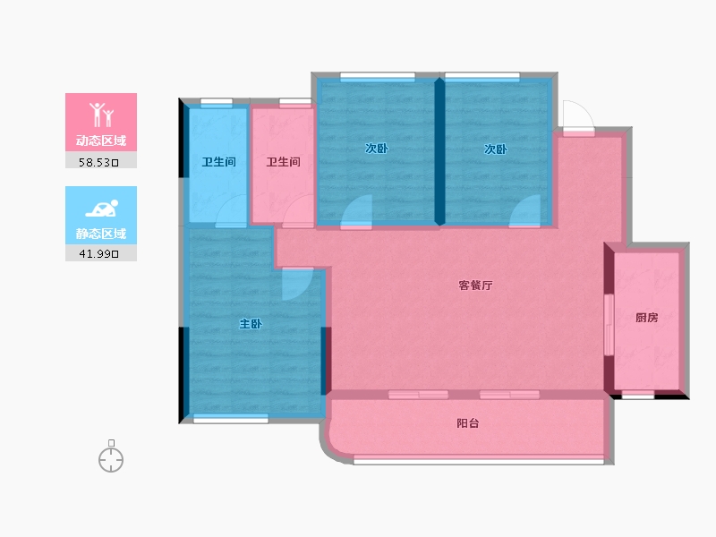 四川省-成都市-金沙清源里-90.05-户型库-动静分区