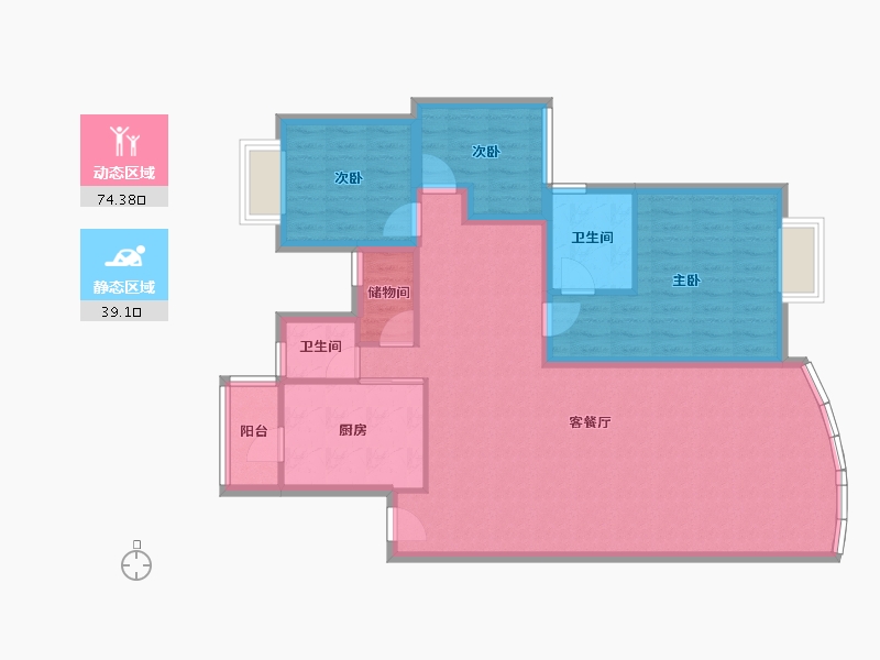 广东省-深圳市-百仕达花园(一期)-102.45-户型库-动静分区